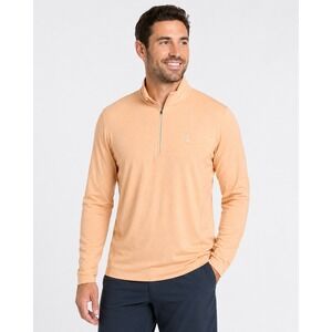 Rhoback Quarter Zip Pullover Mens Large Peach Heather Thumbhole Performance Golf